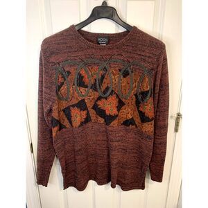 Koos of Course! Autumn Leaves Vintage Silk Sweater Size 1X